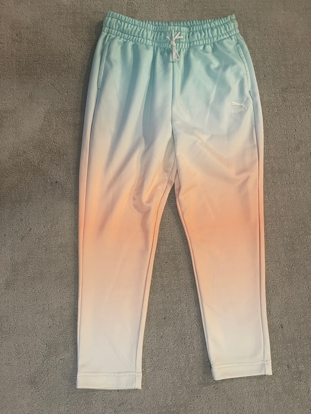 Puma women’s medium Ombre Mint Blue Peach Joggers sweat pants drawstring waist
